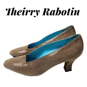 Theirry Rabotin Womens Suede Embossed Pumps Size 40 Metallic Brown Made in Italy
